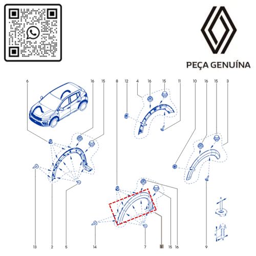 RN 32363R 638132363R ACABAMENTO PROTETOR PLASTICO PARALAMA DIANT. ESQ. KARDIAN 3